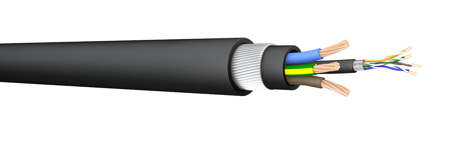 6mm 3 Core CAT6 SWA EV Cable Cut To Length